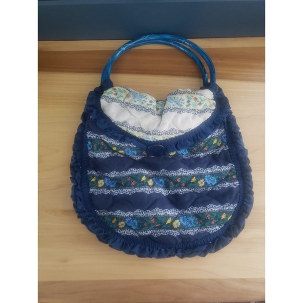 70s Blue Floral Handbag